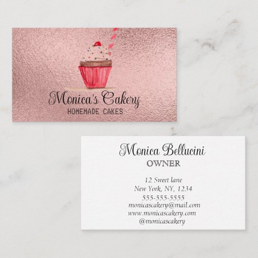 Roze cupcake Sweet Cakes Homemade Bakery Bu Visitekaartje (Voorkant / Achterkant)