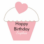 Roze Cupcake Taart Topper Staand Fotobeeldje<br><div class="desc">Roze cupcake met hart gepersonaliseerde verjaardagstaart topper</div>