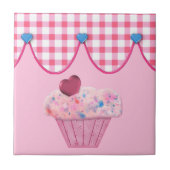 Roze cupcake-Tegel Tegeltje (Voorkant)