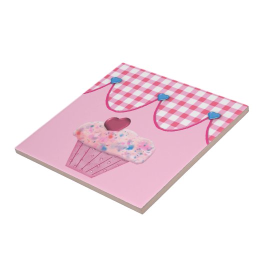 Roze cupcake-Tegel Tegeltje (Zijkant)
