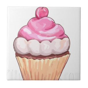 Roze cupcake tegeltje