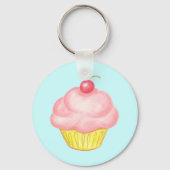 Roze cupcake-toets sleutelhanger (Voorkant)