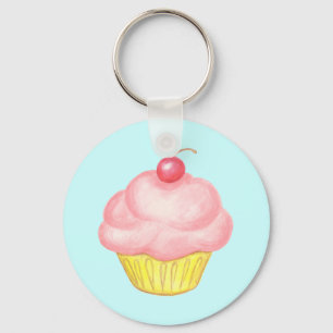 Roze cupcake-toets sleutelhanger