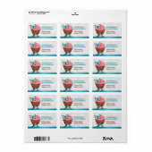 Roze Cupcake Turquoise Vlinder Adresetiketten Etiket (Full Sheet)