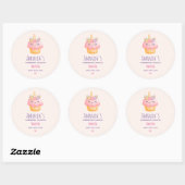 Roze cupcake Unicorn met Rozen Kandle Business Ronde Sticker (Vel)
