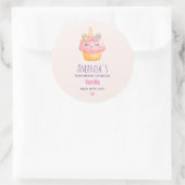 Roze cupcake Unicorn met Rozen Kandle Business Ronde Sticker (Tas)