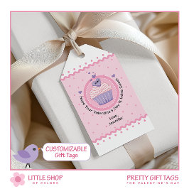 Roze Cupcake Valentijnsdag Cadeaulabel