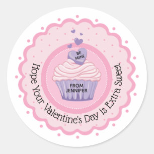 Roze Cupcake Valentijnsdag Ronde Sticker