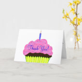 Roze Cupcake Verjaardag Dank u Kaarten (Gele Bloem)