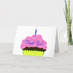Roze Cupcake Verjaardag Dank u Kaarten