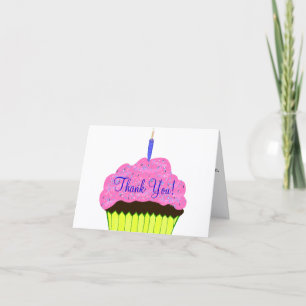 Roze Cupcake Verjaardag Dankkaartjes Kaart