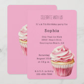 Roze Cupcake Verjaardag Kaart (Voorkant / Achterkant)