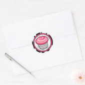 Roze Cupcake Verjaardag Sticker - Zwart Zebra Prin (Envelop)