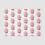 Roze Cupcake Verjaardag Tissuepapier (Voorkant)