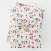 Roze Cupcake Verjaardag Wrapping Sheets - Schattig Inpakpapier Vel (In situ)