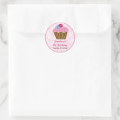 Roze Cupcake Verjaardagscadeau Sticker (Tas)