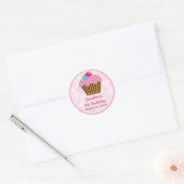 Roze Cupcake Verjaardagscadeau Sticker (Envelop)