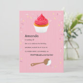 Roze Cupcake Verjaardagsfeest uitnodiging (Staand voorkant)