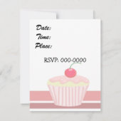 Roze Cupcake Verjaardagsuitnodiging Kaart (Achterkant)