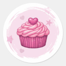 Roze Cupcake Viering Sticker