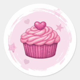 Roze Cupcake Viering Sticker