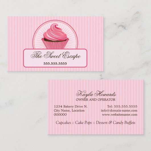 Roze Cupcake Visitekaartje (Voorkant / Achterkant)