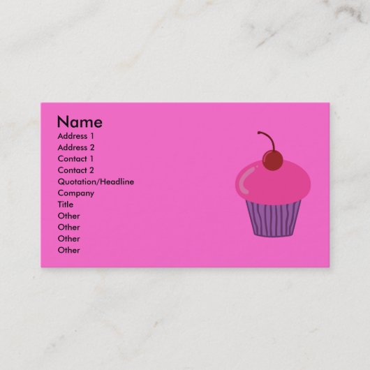 Roze cupcake Visitekaartjes (Voorkant)