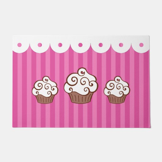 Roze Cupcake Vloerkleed Deurmat (Voorkant)