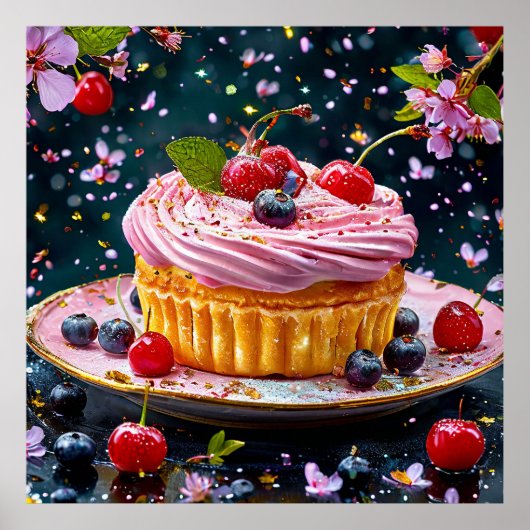 🧁 Roze Cupcake Voedsel Kunst Keuken Decoratie (Voorkant)