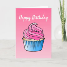 Roze Cupcake Vouw Geboortekaart