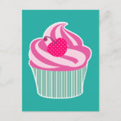 Roze cupcake WIth Polka Dot Cherry Briefkaart (Voorkant)