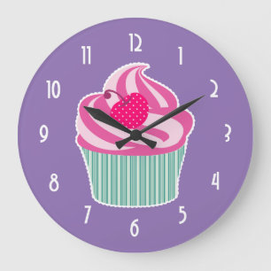 Roze cupcake WIth Polka Dot Cherry Grote Klok