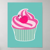 Roze cupcake WIth Polka Dot Cherry Poster (Voorkant)