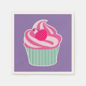 Roze cupcake WIth Polka Dot Cherry Servetten (Voorkant)