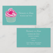 Roze cupcake WIth Polka Dot Cherry Visitekaartje (Voorkant / Achterkant)