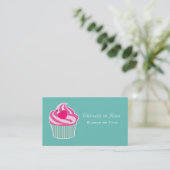 Roze cupcake WIth Polka Dot Cherry Visitekaartje (Staand voorkant)