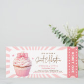 Roze Cupcake Zoet Treats Kinderen Verjaardag Uitno Kaart (Staand voorkant)