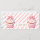 Roze Cupcake Zoet Treats Kinderen Verjaardag Uitno Kaart (Achterkant)