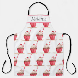 Roze Cupcake Zoetigheden Handgetekende Bakken Eten Schort