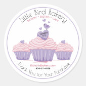  roze cupcakes bakkerij dank u ronde sticker (Voorkant)