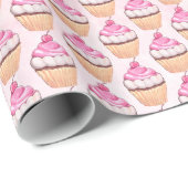 Roze Cupcakes Birthday Gift Wrap Cadeaupapier (Rol Hoek)