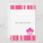 Roze Cupcakes Birthday Party Invitation Kaart (Achterkant)
