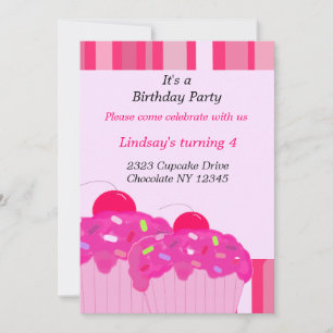 Roze Cupcakes Birthday Party Invitation Kaart