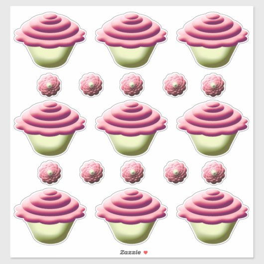 Roze cupcakes Birthday Sticker (Vel)
