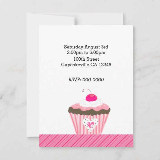 Roze Cupcakes Birthday Uitnodiging (Achterkant)