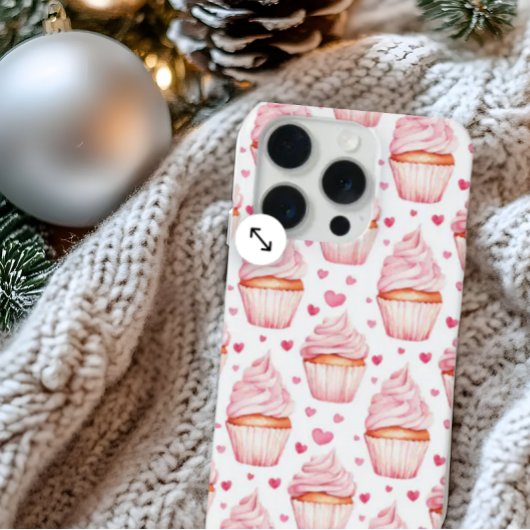 Roze Cupcakes & Harten iPhone Hoesje Cute Zoet 15 Pro Case