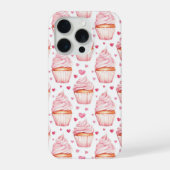 Roze Cupcakes & Harten iPhone Hoesje Cute Zoet 15 Pro Case (Achterkant)