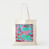 Roze cupcakes "i love cake" canvas tas (Voorkant)