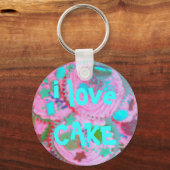 Roze Cupcakes 'i love CAKE'-sleutelhanger Sleutelhanger (Voorkant)