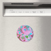 Roze cupcakes koelkast magneet rond (Insitu (Vaatwasser))